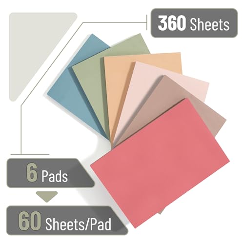 Mr. Pen Sticky Notes | 4'x6", 6 Pads, Vintage Colors - Organize Your Desk, Office Essentials, Home Organization