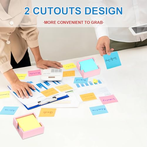 WINFFOR Lightpink Acrylic Notepad Holder Dispenser - Desk Organizer for Office and School, 3x3 in Sticky Note Memo Holde