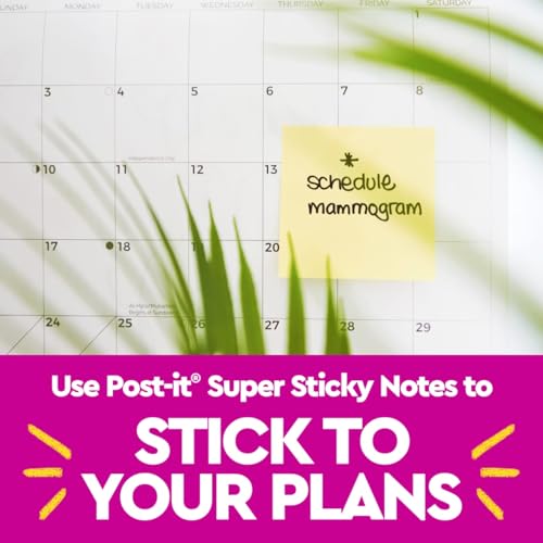 Post-it Super Sticky Notes + Super Sticky + Office Workers + Work Desk + Strong Adhesion + 4x6 Inch + 4 Pads + Recyclabl