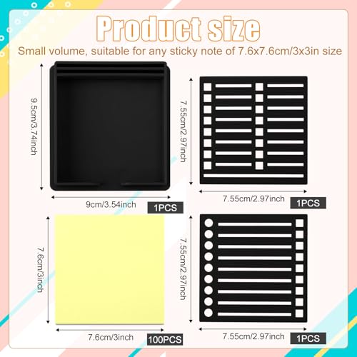 Sticky Note Stencil for 3x3 Inch Self-Sticky Notepad Maker Desk Organizer (Black)  
Self-Sticky Note Stencil with Clip f