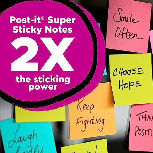 Post-it Super Sticky Lined Notes Ideal for Organization in Your Dorm Home or Office Energy Boost Collection 3 Pad 4 x 6
