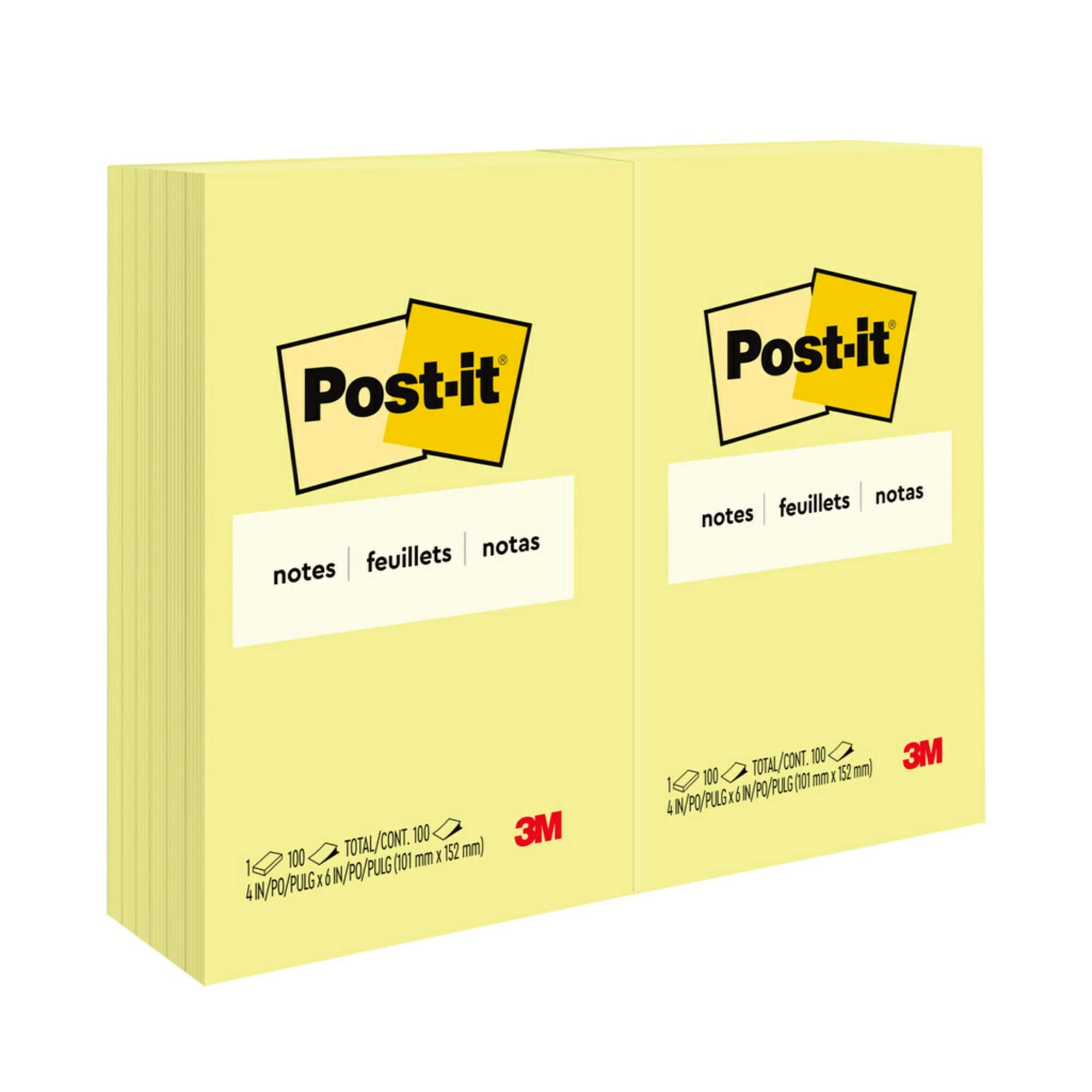 Post-it 659YW Original Pads in Canary Yellow | 4 x 6, 100-Sheet, 12/Pack for Organization | Office Use | Adhesive Notes