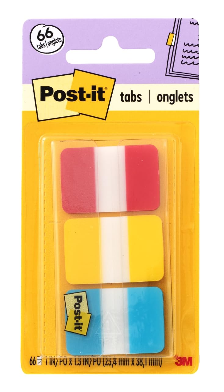 Red Post-it Tabs, 1 in, Solid, 22 Tabs/Color, On-the-Go Meeting Organizer
| Yellow Post-it Tabs, 1 in, Solid, 22 Tabs/C