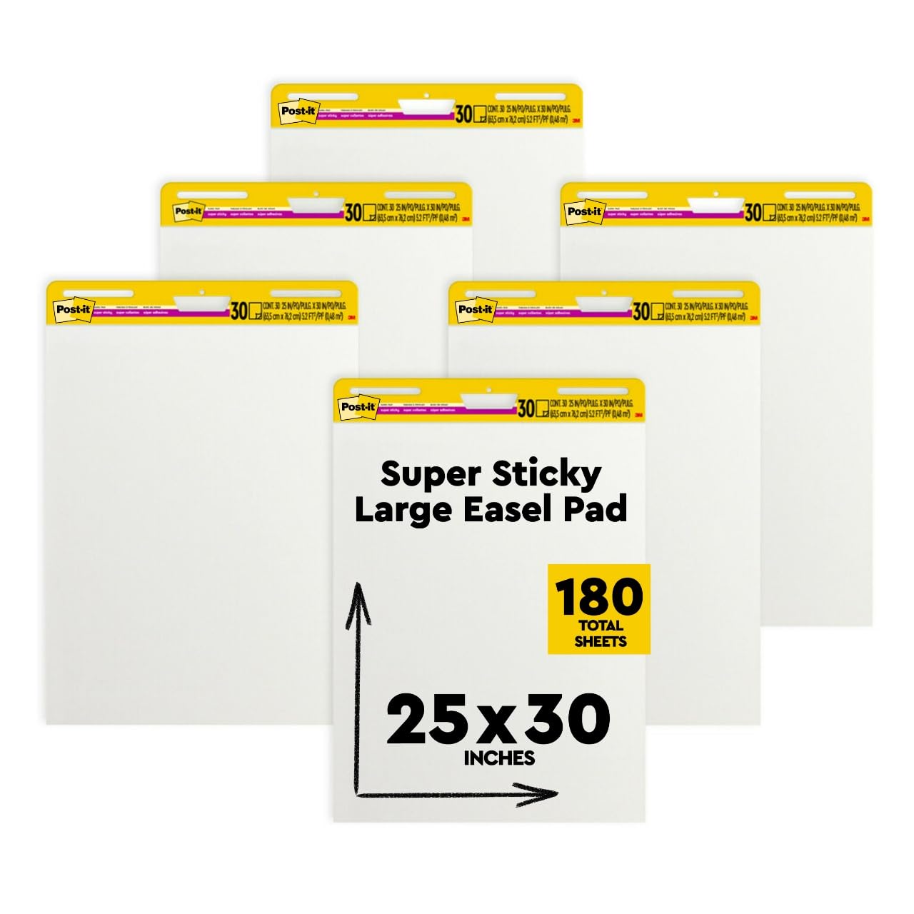 Post-it Super Sticky Easel Pad, Super Sticking Power, Office Workers, Meetings and Presentations, Reusable, 25 x 30 Inch