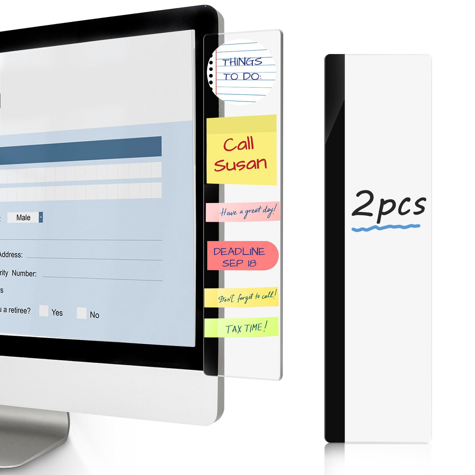 DOLLAR BOSS 2 Pcs 11" x |1" Transparent Acrylic Monitor Side Panels for Office Desk Accessories Multifunction Message Bo