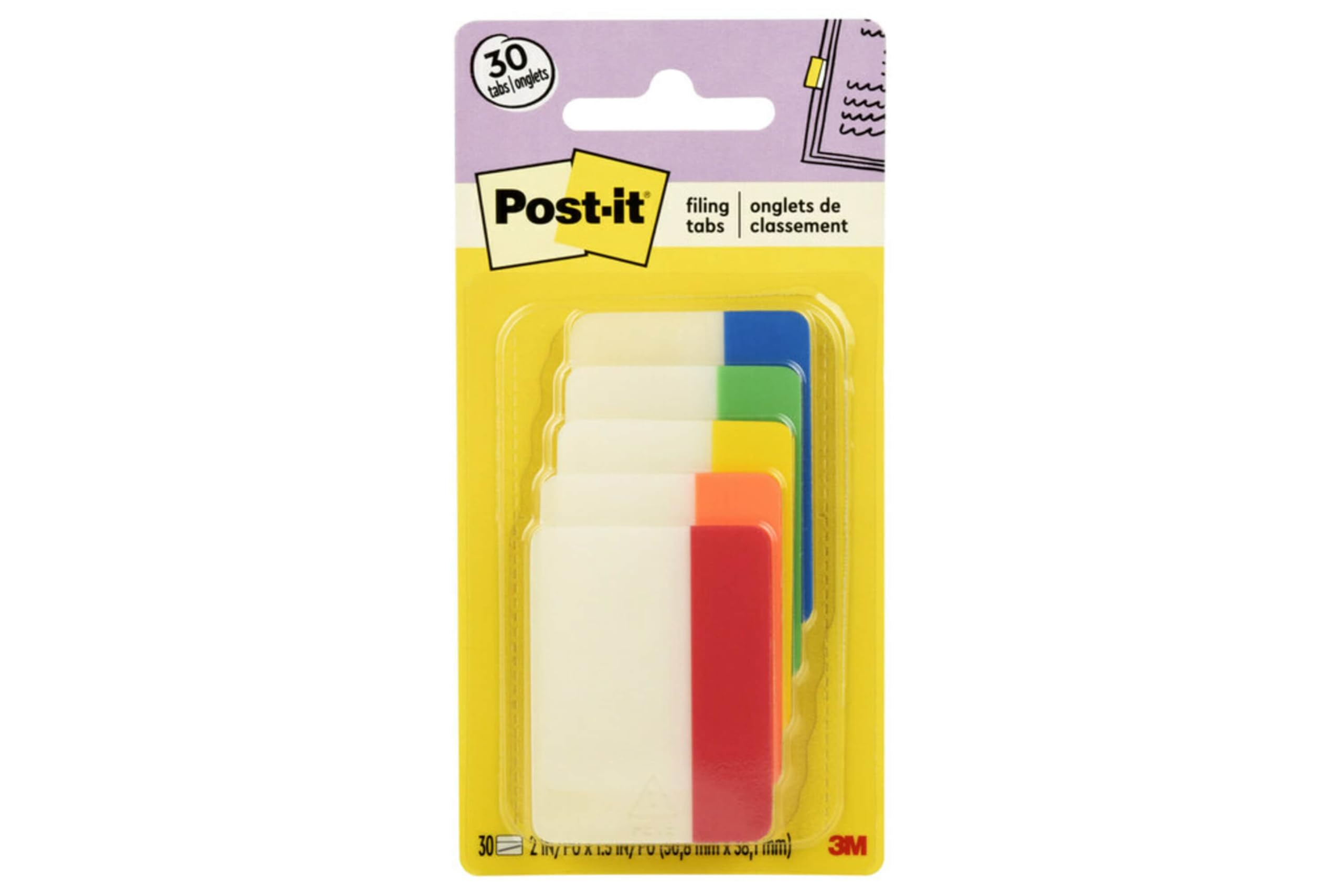 Post-it Tabs + Sticky Notes + Assorted Colors + Office Workers + Desk Organization + Removable Adhesive + 2 Inch x 6 Tab