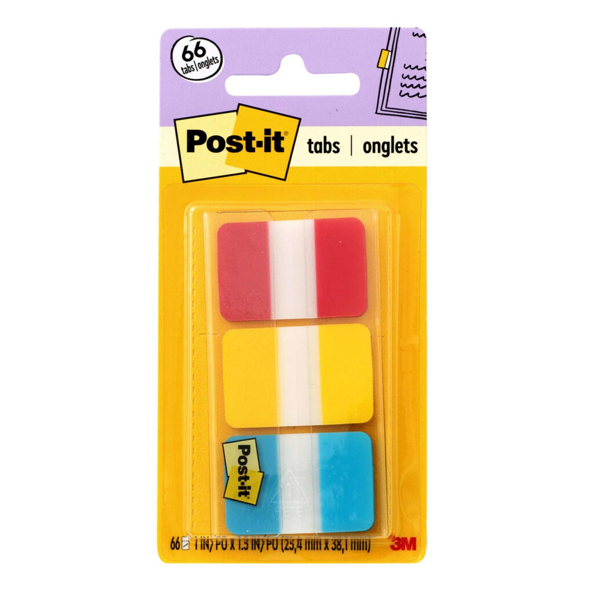 Post-it Tabs, 1 Inch Solid, For Office Use, Organizing Documents, Easy Peel Design, 12 Tabs/Color, 36 Tabs/On-the-Go Dis